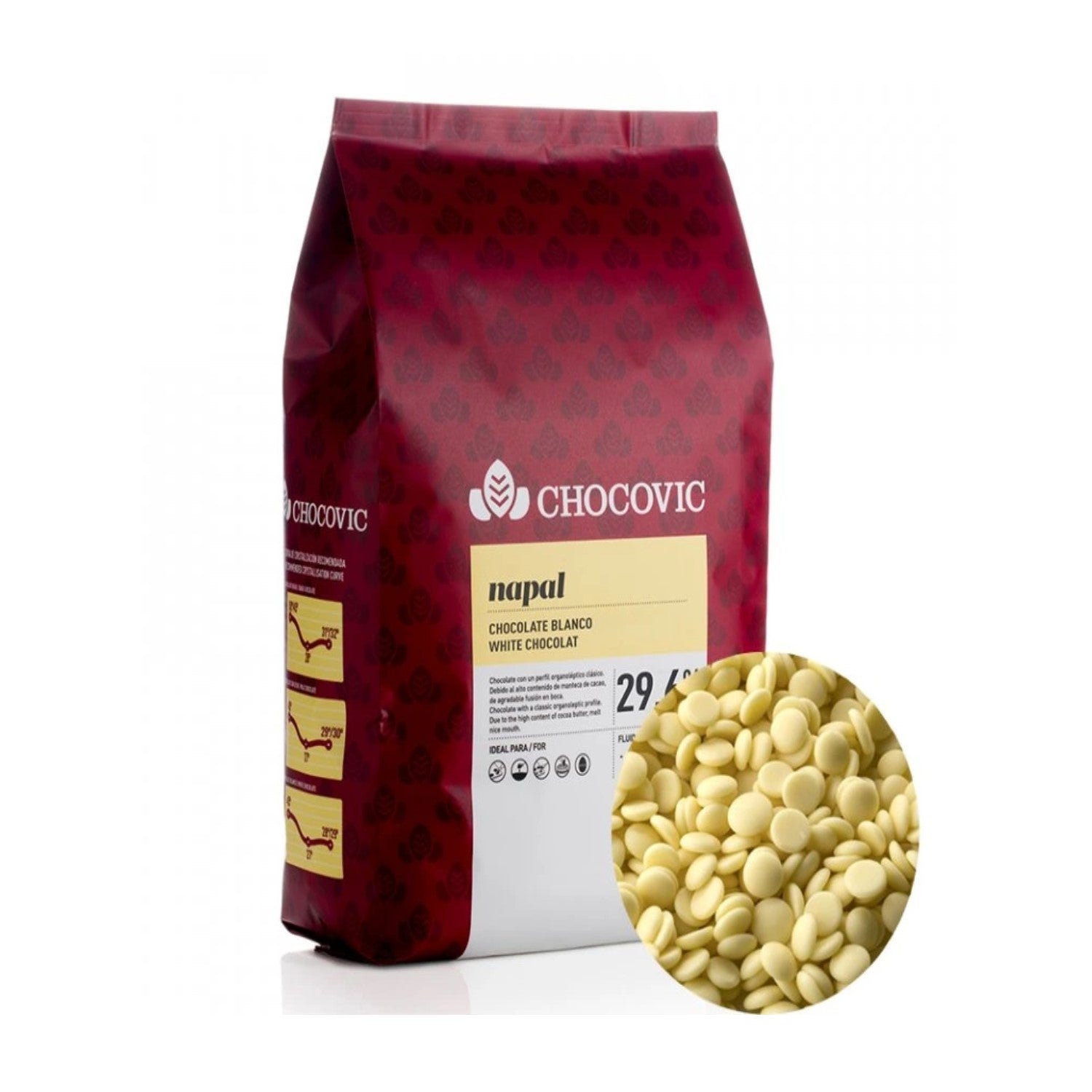 Ciocolata alba Ciocolata dropsuri	Ciocolata belgiana ciocolata banuti ciocolata fulgi ciocolata pentru topire ciocolata cofetarie ciocolata praline ciocolata Chocovic ciocolata  Chocovic Ciocolata menaj Ciocolata discuri Ciocolata glazura Ciocolata tort Ciocolata ganache