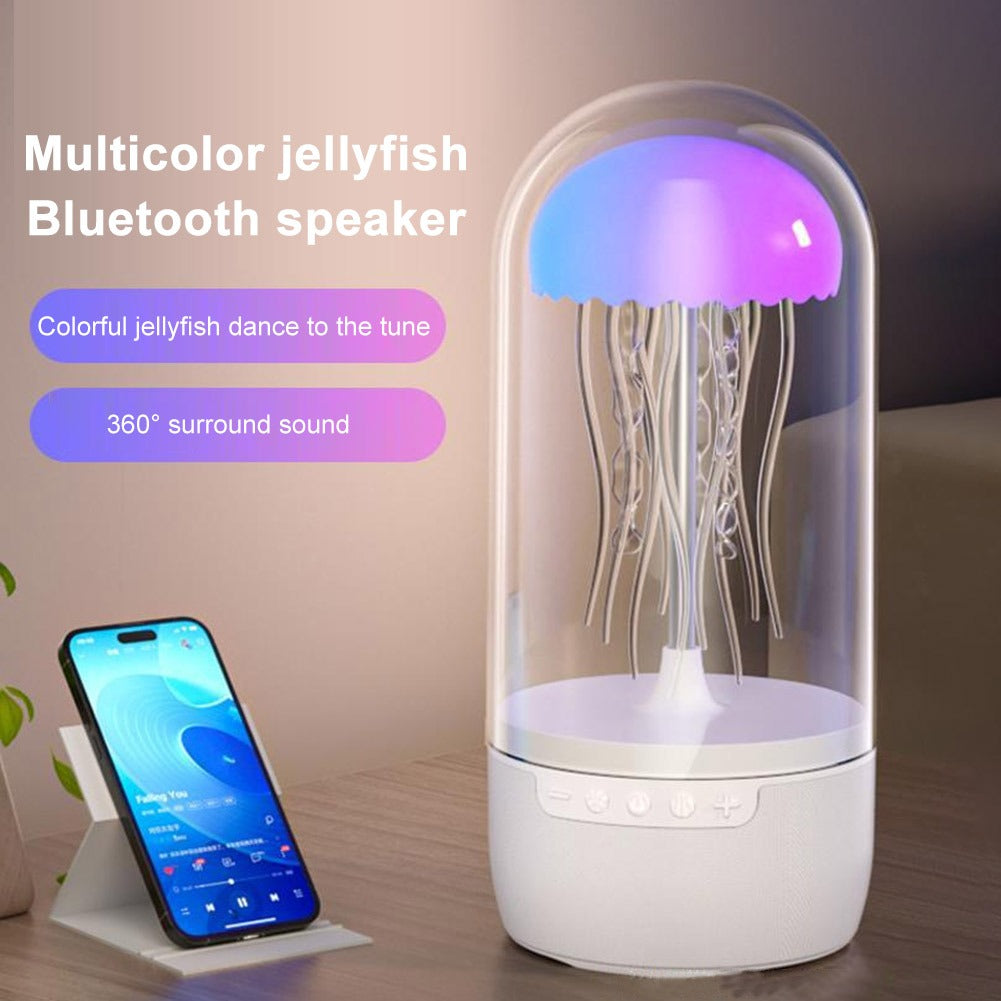 Speaker Jellyfish lampa led cu wireless bluetooth lumină ambient relaxantă boxa portabila bluetooth lumina lampa copii noapte reincarcabila lampa de veghe portabila boxa inteligenta iluminata ambiental RGB 3D wireless Bluetooth, multicolor, design elegant